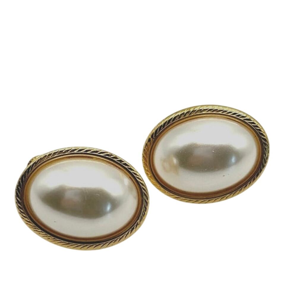 Napier Faux Pearl 13mm Screw Back Classy Earrings